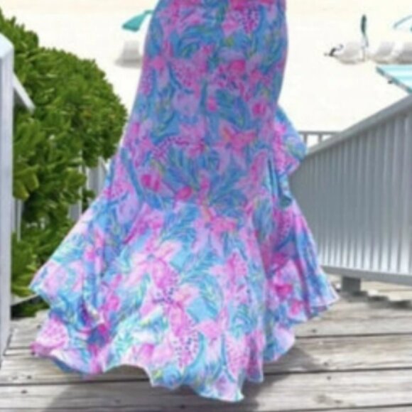 Lilly Pulitzer Taylee Maxi Dress Blue Ibiza Gimme The Juice - Picture 14 of 14
